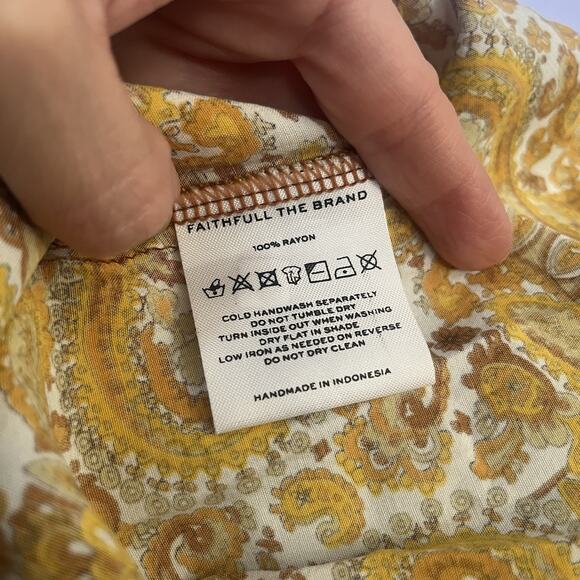 Faithfull The Brand Alina Smocked Mini Dress Size 4 Paisley Puff Sleeve Babydoll - Picture 10 of 10